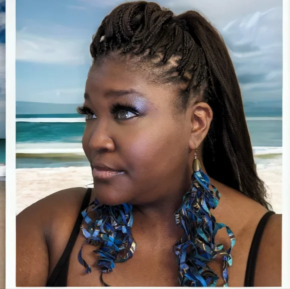 🆕 MBM "Twilight Seas" Swirl Tassel Earrings - Picture 4 of 5